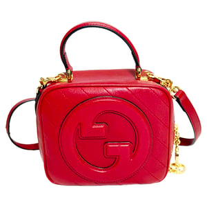 Gucci Small Blondie Top Handle Bag in Burgundy Calf Leather