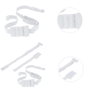 Women Adjustable Lace Bra Straps & Backless Bra Extension, White