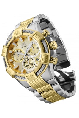 Invicta Bolt 25864 Herenhorloge - Quartz Uurwerk - Roestvrij Staal met Gouden Wijzerplaat - 51 mm