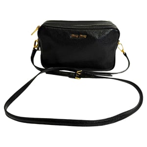 Miu Miu Madras Crossbody Bag in Black Goatskin Leather