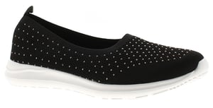 Platino Womens Flat Shoes Meryl Slip On black