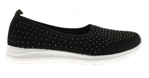 Platino Womens Flat Shoes Meryl Slip On black