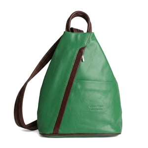Women’s Italian Leather Convertible Backpack Vera Pelle Anti-Theft Rucksack in Green