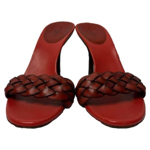 Gucci Woven Slide Sandals in Red Leather