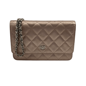 Chanel WOC Wallet on Chain Rosé Metallic Mesh Effect