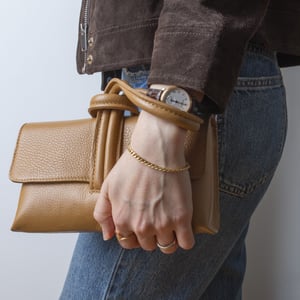 Women’s Italian Leather Clutch Bag, Convertible Crossbody Shoulder Wristlet Purse in Yellow