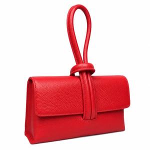 Women’s Italian Leather Clutch Bag, Convertible Crossbody Shoulder Wristlet Purse in Red
