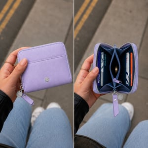 Women’s Small RFID Zip Around Purse, Card Coin Wallet in Purple