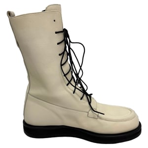The Row Patty Lace-up Combat Boots in White Leather