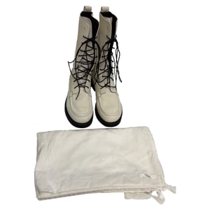 The Row Patty Lace-up Combat Boots in White Leather
