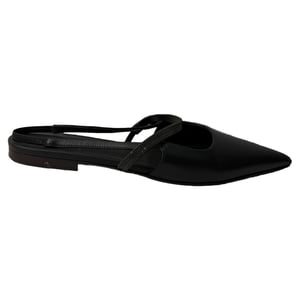 Brunello Cucinelli Versierde Uitsnijding Slingback Ballettijden in Zwart Leer