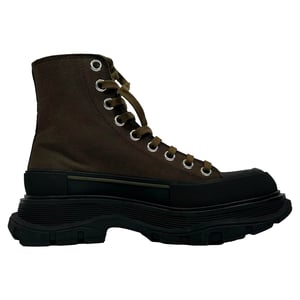 Alexander McQueen Tread Slick High-Top Sneakers in Khaki Canvas