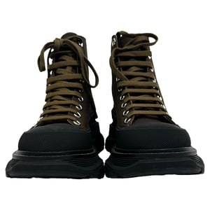 Alexander McQueen Tread Slick High-Top Sneakers in Khaki Canvas