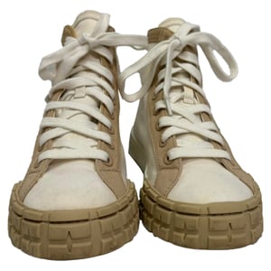 Prada Gabardine Hoge Sneakers in Witte Canvas