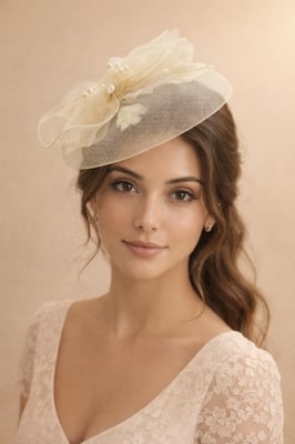 Pearl Bow Bloom Fascinator in Cream