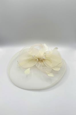 Pearl Bow Bloom Fascinator in Cream