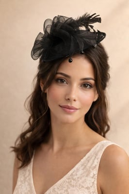 Feather & Bow Bloom Fascinator in Black