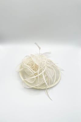 Feather & Pearl Rosette Fascinator in Cream