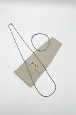 Rope Chain Necklace & Bracelet Set in Silver