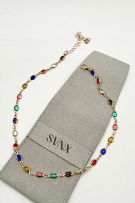 Multicolour Oval Necklace & Bracelet Set