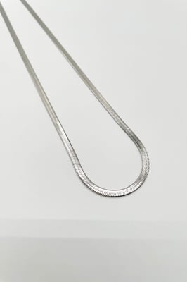 Slim Snake Chain Necklace in Silver