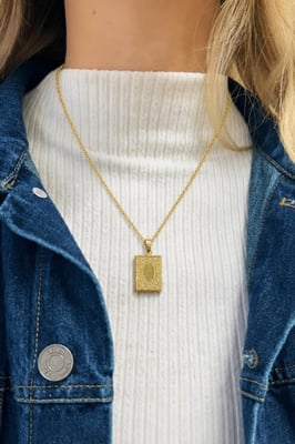Booklet Locket Pendant Necklace in Gold