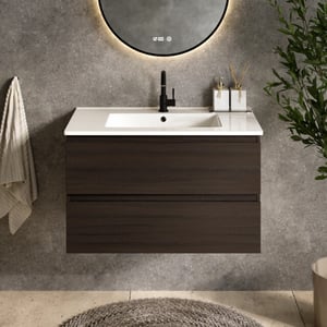 Mirlux Badkamermeubel luma 80 cm walnoot witte wastafel