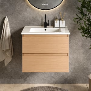 Mirlux Badkamermeubel norvi 60 cm licht eiken witte wastafel