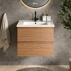 Mirlux Badkamermeubel norvi 60 cm warm eiken witte wastafel