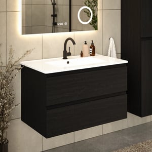 Mirlux Badkamermeubel luma 80 cm eiken witte wastafel