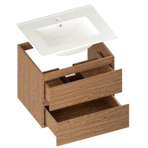 Mirlux Badkamermeubel norvi 60 cm warm eiken witte wastafel