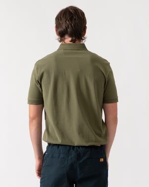 Slim Fit Short Sleeve Logo Detail Polo Shirt in Dark Green