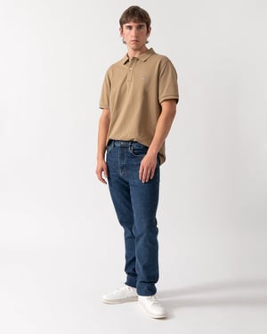 Regular Fit Mens Regular Fit Short Sleeve Shield Logo Pique Polo Regular Fit Pique Polo in Tan