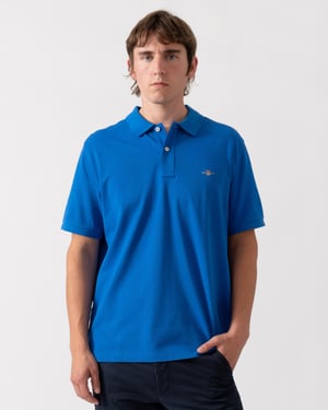 Regular Fit Short Sleeve Regular Fit Pique Polo in Blue