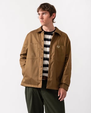 Regular Fit Long Sleeve Overshirt in Brown