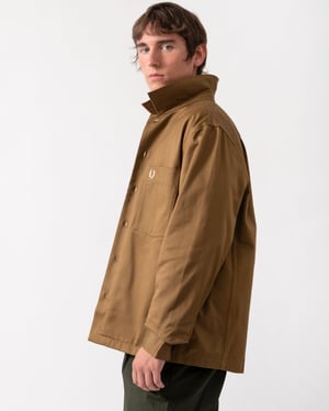 Regular Fit Long Sleeve Overshirt in Brown