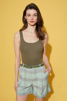 Aansluitend Mouwloze Katoenmix Cami Blouse