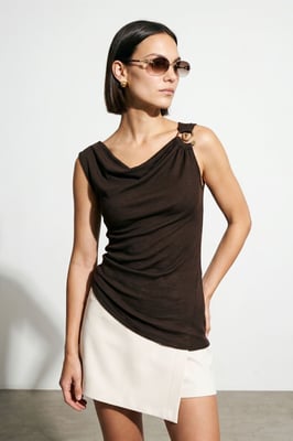 Mouwloze Cowl Neck Shell Top