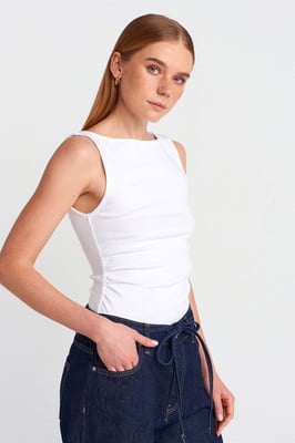 Mouwloze Boothals Jersey Blouse
