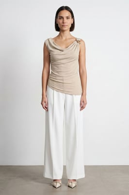 Mouwloos Cowl Neck Shell Top