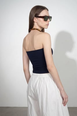 Dames Strapless Crop Bandeau Top