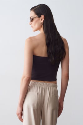Dames Strapless Crop Bandeau Top