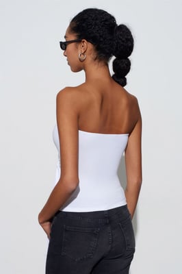 Strapless Slim-Fit Jerseytop met Strikdetail