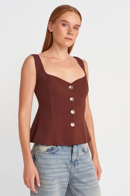 Aansluitende Mouwloze Peplum Blouse