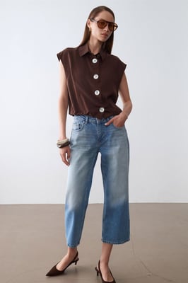Mouwloze Tencel Crepe Blouse