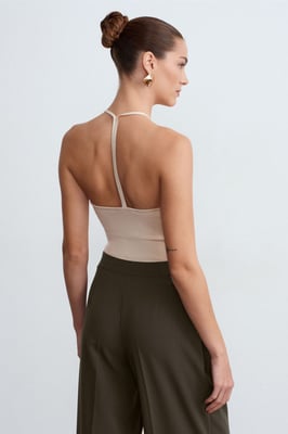 Slim Fit Halterhals Tricot Blouse