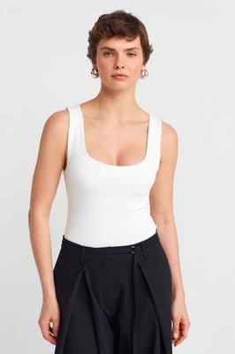 Mouwloze Blouse met Vierkante Halslijn in Slank Model