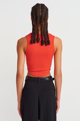 Dames Geribde Cropped Blouse Met Knopen