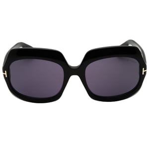 Tom Ford Shiny Black Oversized Smoke Sunglasses