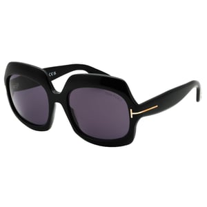 Tom Ford Shiny Black Oversized Smoke Sunglasses